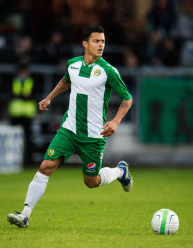 Hammarbys Michael Timisela i matchen mellan Hammarby och