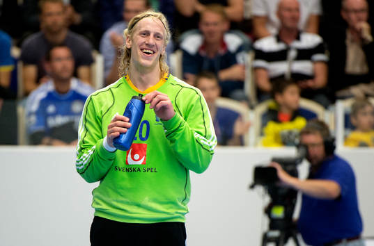 En glad Mikael Appelgren, målvakt, Sverige
