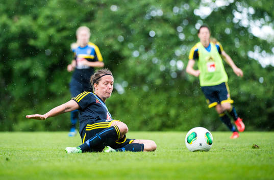 Det svenska damlandslaget tränar på Bosön. Lina Nilsson