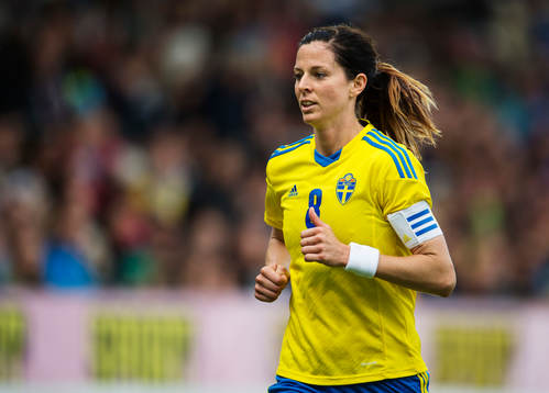 Sveriges Lotta Schelin i träningslandskampen mellan