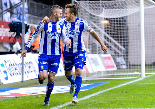 IFK Göteborgs Kjetil Waehler och Tobias Hysén jublar