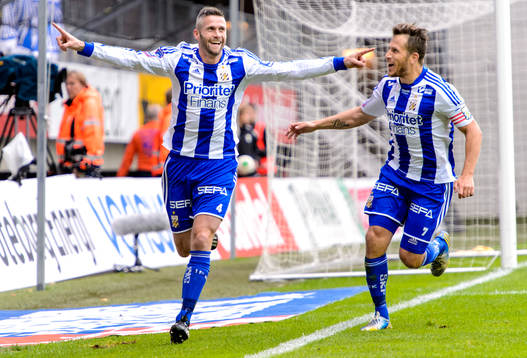 IFK Göteborgs Kjetil Waehler och Tobias Hysén jublar