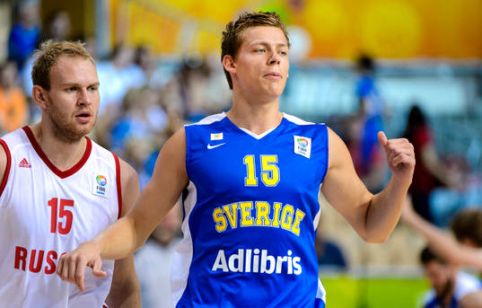 Sveriges Viktor Gaddefors  i matchen mellan Ryssland och