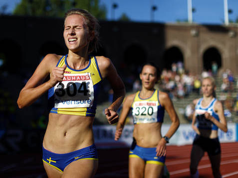 Sveriges Sarah Lahti och Elin Borglund i 5000 m
