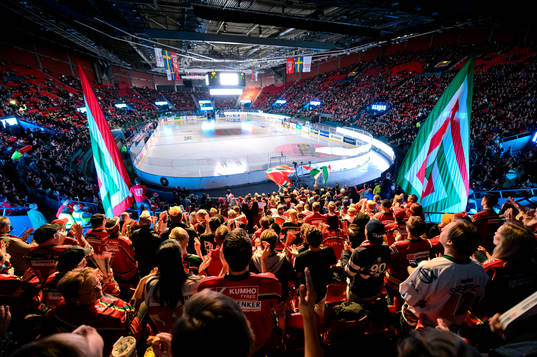 Interiör av Scandinavium innan ishockeymatchen i SHL
