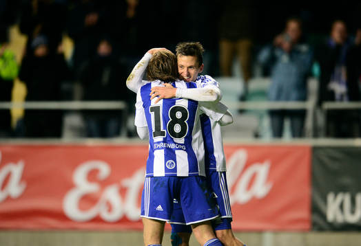 IFK Göteborgs Lasse Vibe och Darijan Bojanic jublar