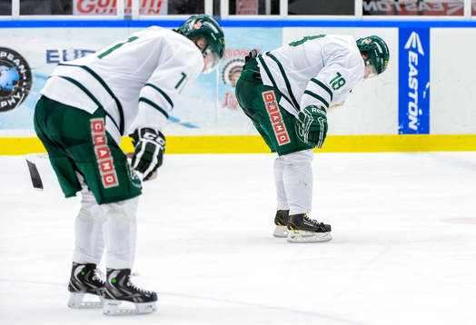 Färjestads Johan Dahlbom och Emil Eriksson deppar