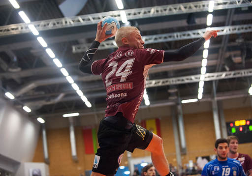 Lugis Hampus Jildenbäck i matchen i EHF-cupen mellan Lugi