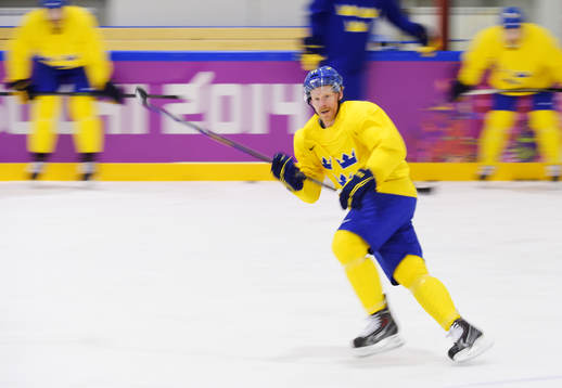 Daniel Alfredsson på Sveriges ishockeylandslags träning