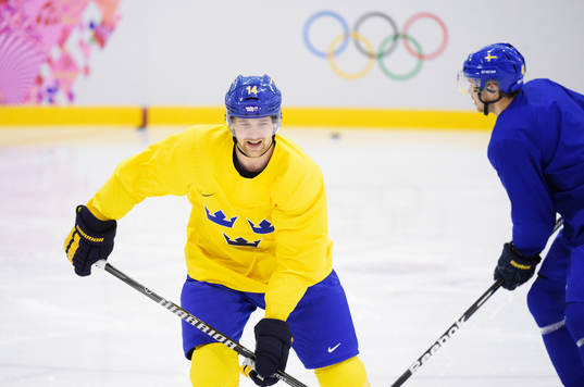 Patrik Berglund på Sveriges ishockeylandslags träning