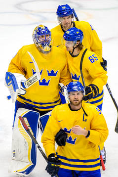 Sveriges målvakt Henrik Lundqvist, Jimmie Ericsson och