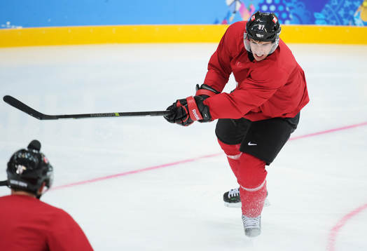 Sidney Crosby på Kanadas ishockeylandslags träning
