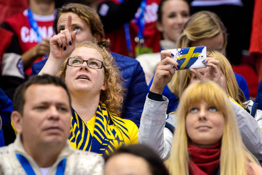 Sveriges Margaretha Sigfridsson på läktaren i OS-finalen