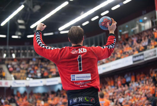 Kristianstads Dan Beutler jublar i matchen i elitserien i