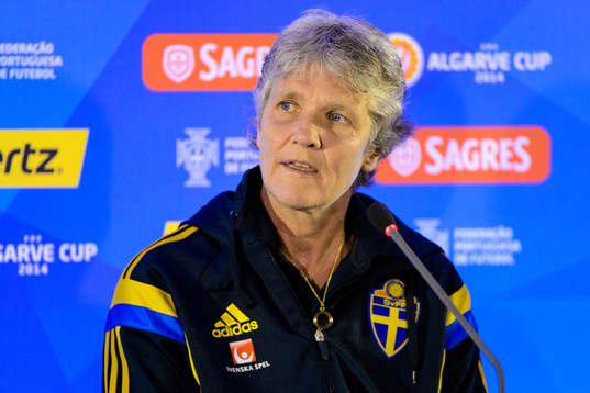 Bläddra bland fler bilder av Fotboll, Dam, Algarve Cup, Presskonferens