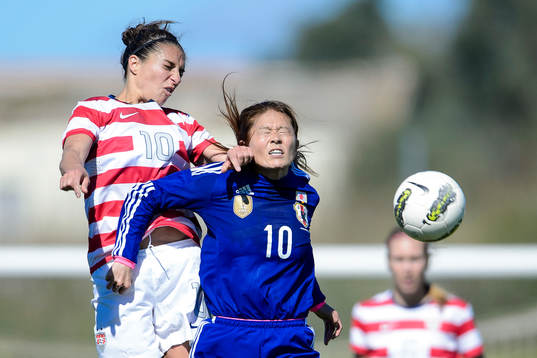 Nickduell mellan USAs Carli Lloyd och Japans Homare Sawa i
