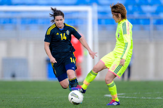 under fotbollsmatchen mellan Japan och Sverige i Algarve Cup