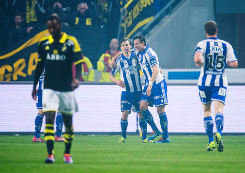 IFK Göteborgs Lasse Vibe och Martin Smedberg Dalence jublar