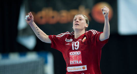 Skånelas Therese Eriksson jublar i kvalmatchen till
