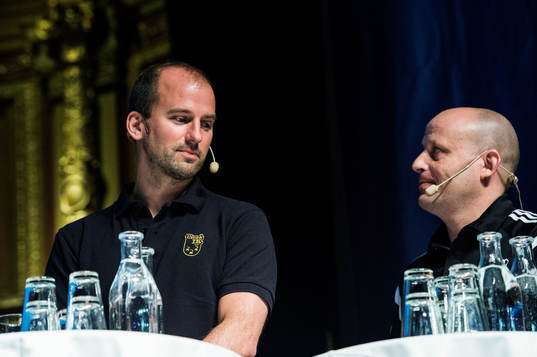 Jonas Wikström, Umeås tränare, och Stellan Carlsson,