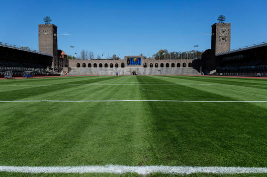 Stockholms stadion före fotbollsmatchen i elitettan mellan