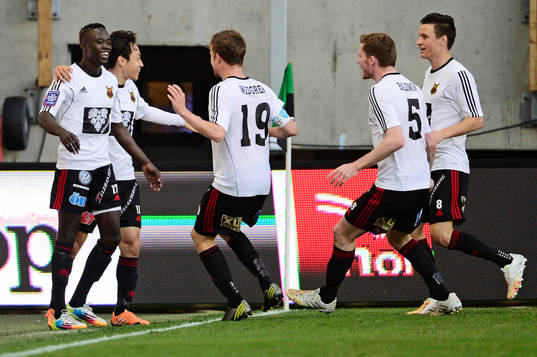 Östersunds Modou Barrow jublar