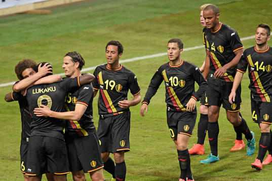 Belgiens Romelu Lukaku jublar