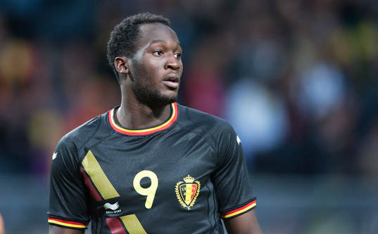 Belgiens Romelu Lukaku i träningslandskampen i mellan