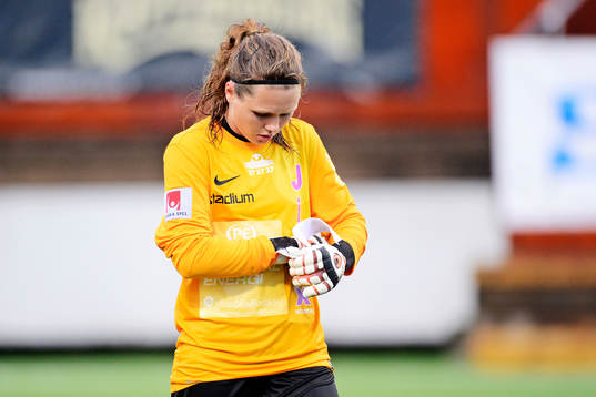 Jitex målvakt Jennifer Falk deppar