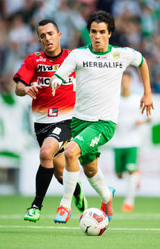 Landskronas Paul Torres och Hammarbys Lars Fuhre