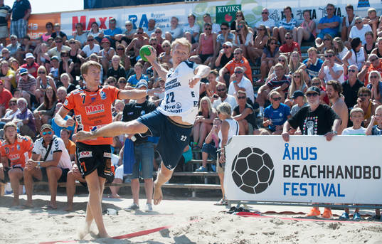 Friläge i matchen i beachhandboll mellan Kristianstad och