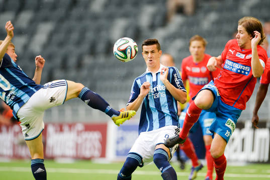 Djurgårdens Simon Tibbling och Haris Radetinac och