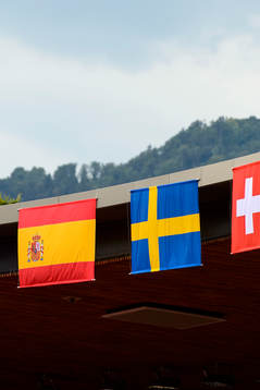 Den svenska flaggan inne på Stadion Letzigrund