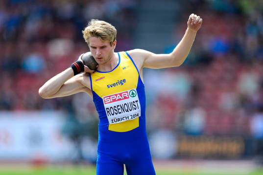 Fabian Rosenquist, Sverige, stöter kula i herrarnas tiokamp