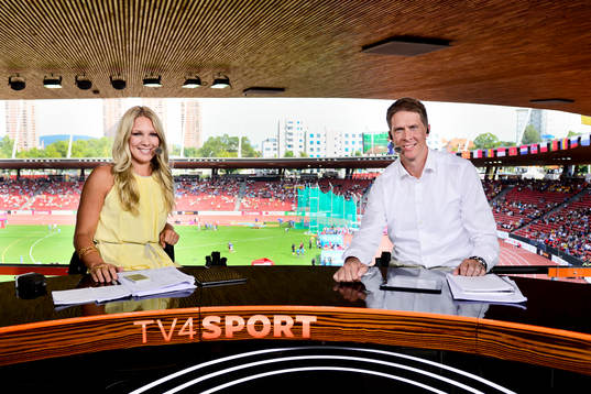 Anna Brolin och Christian Olsson i TV4s studio