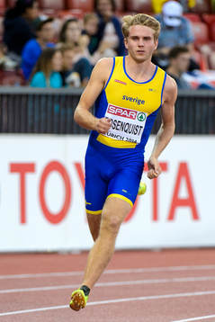 Fabian Rosenquist, Sverige, springer 400m i herrarnas