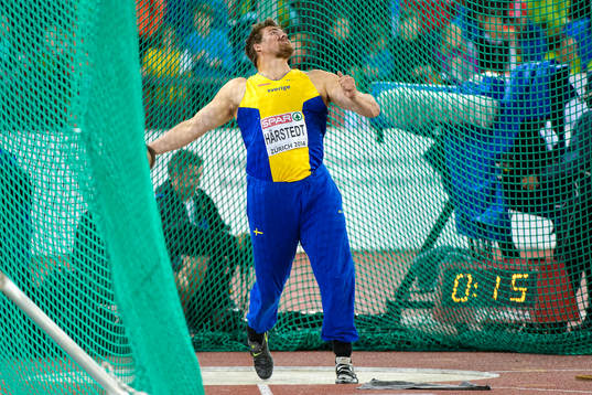 Axel Härstedt, Sverige, i finalen av herrarnas diskus
