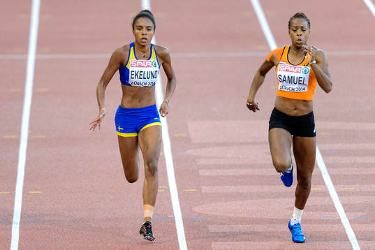 Irene Ekelund, Sverige, springer i semifinalen på 200m