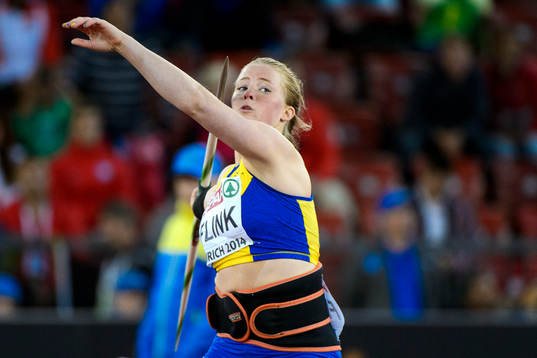 Sofi Flink, Sverige, kastar i finalen av damernas spjut