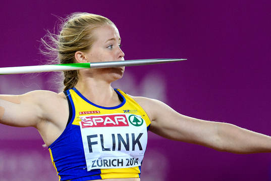 Sofi Flink, Sverige, kastar i finalen av damernas spjut