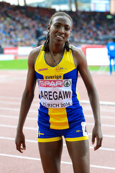 Abeba Aregawi, Sverige, med sin silvermedalj på 1500m