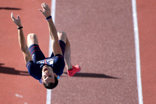 Renaud Lavillenie, Frankrike, jublar i finalen av herrarnas