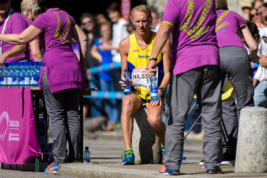 David Nilsson, Sverige, bröt maratonloppet