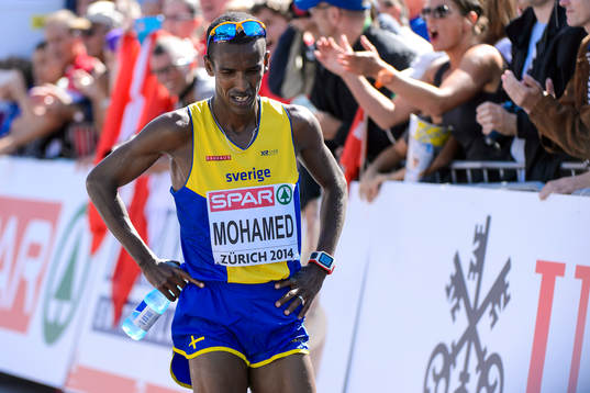 Mustafa Mohamed, Sverige, depparefter målgången i maraton