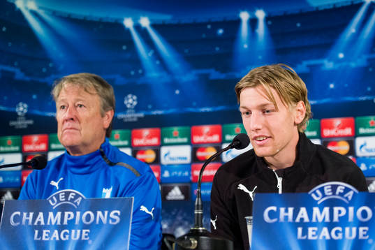Malmö FFs tränare Åge Hareide och Emil Forsberg
