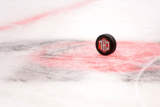 En puck ligger på isen
