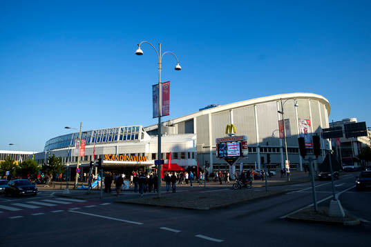 Exteriör av Scandinavium innan hockeymatchen i SHL mellan