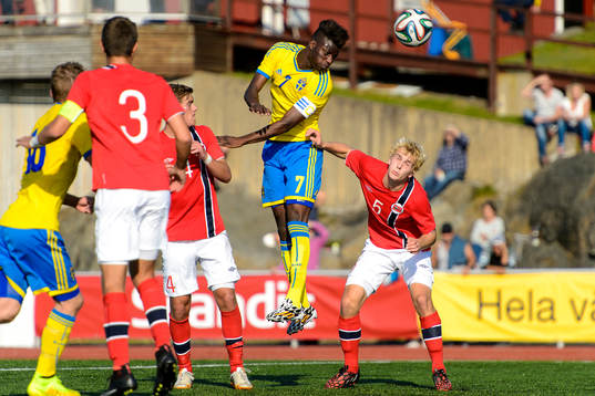 Sveriges Joseph Colley nickar bollen