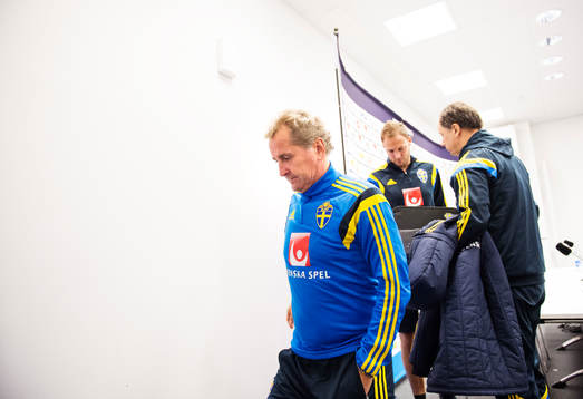 Sveriges förbundskapten Erik Hamrén och Andreas Granqvist