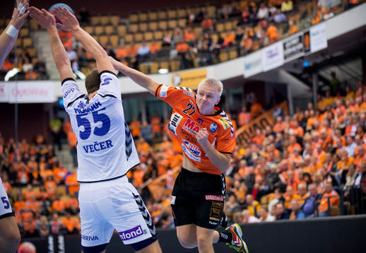 Kristianstads Johan Nilsson i matchen i EHF-cupen i
